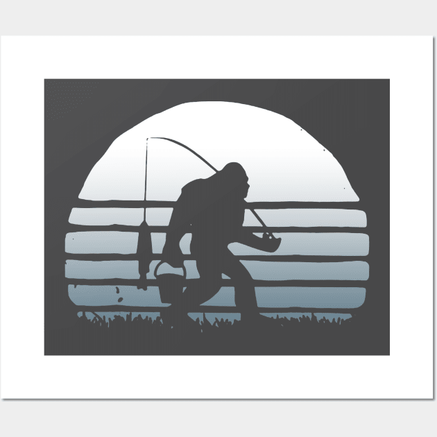 Bigfoot fishing Wall Art by JameMalbie